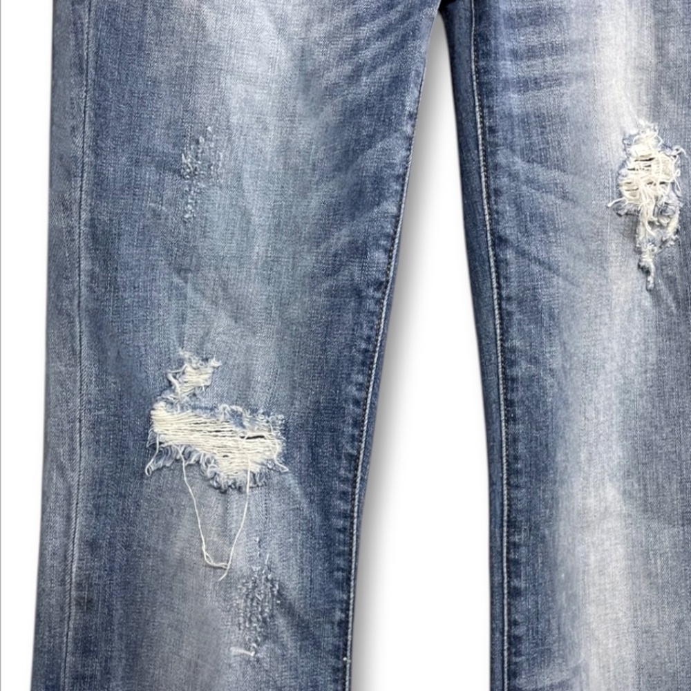 Judy Blue Cuffed Straight Leg Distressed Medium Wash Jeans Size 7/28 - Picture 5 of 12
